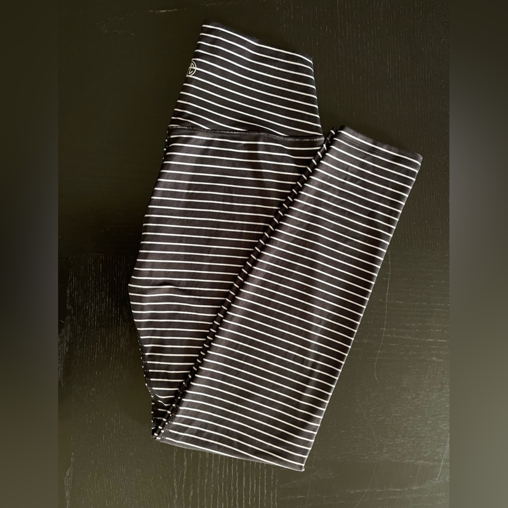 Til You Collapse Black and White Striped Leggings